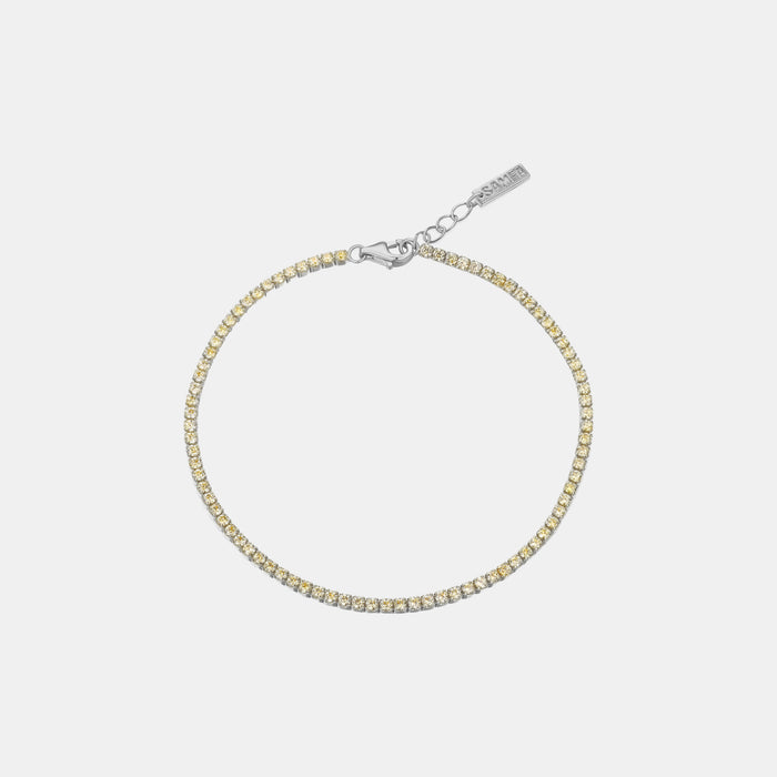 Samfa Style Diamond Tennis Anklet in Yellow Gold/Silver
