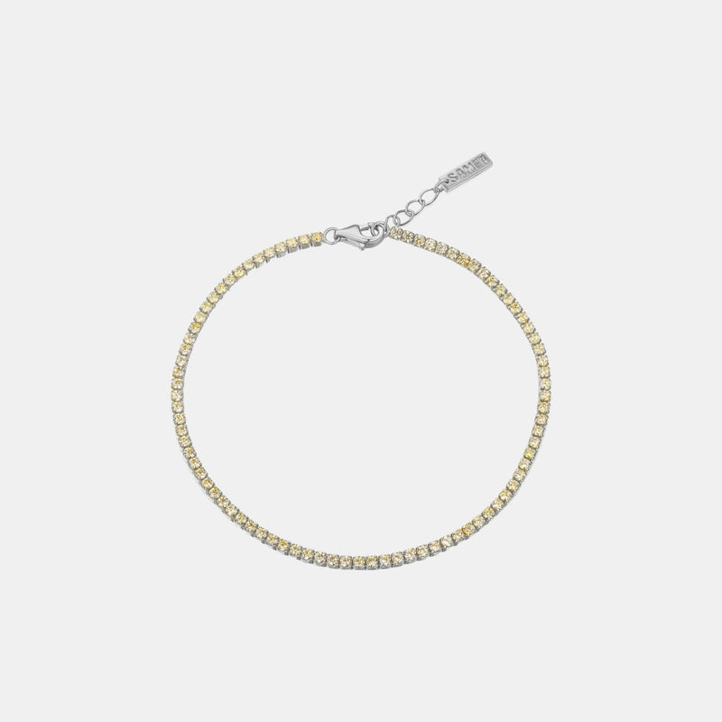 Samfa Style Diamond Tennis Anklet in Yellow Gold/Silver