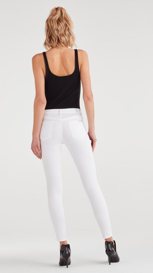 7 For All Mankind Mid Rise Ankle Skinny in Clean White