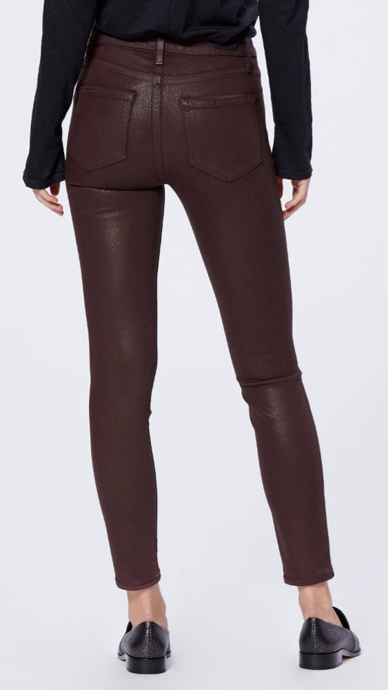 Paige Denim Hoxton High Rise Ankle Ultra Coated in Brown