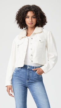Paige Denim Blythe Denim Jacket with Faux Shearling in Tonal