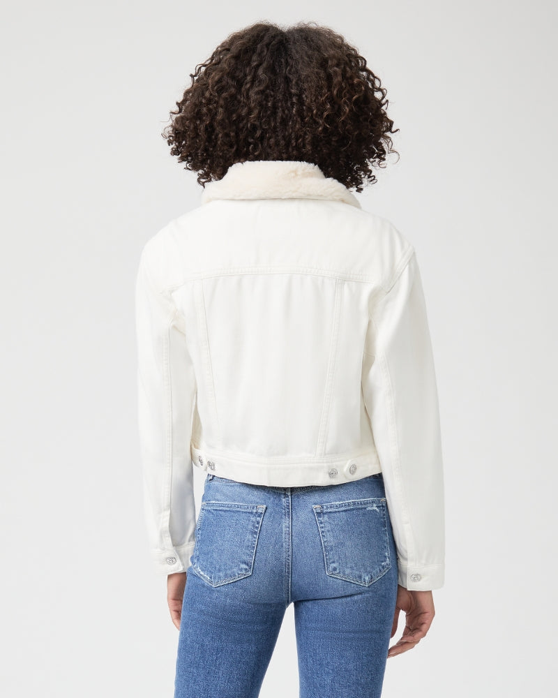 Paige Denim Blythe Denim Jacket with Faux Shearling in Tonal