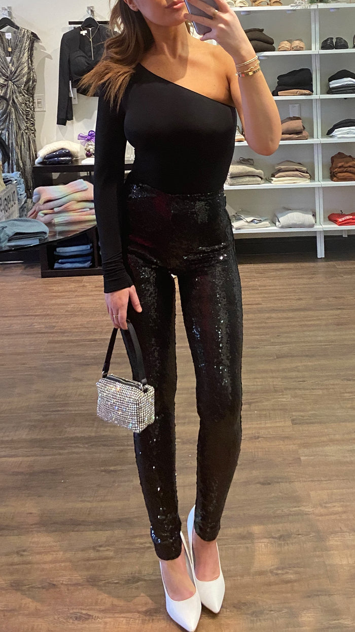 Commando Sequin High Waisted Legging in Black