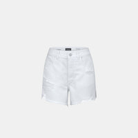 DL1961 Denim Emilie High Rise Cut Off Short in White Distressed