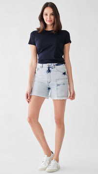 DL1961 Denim Hepburn High Rise Wide Leg Short in Mystic