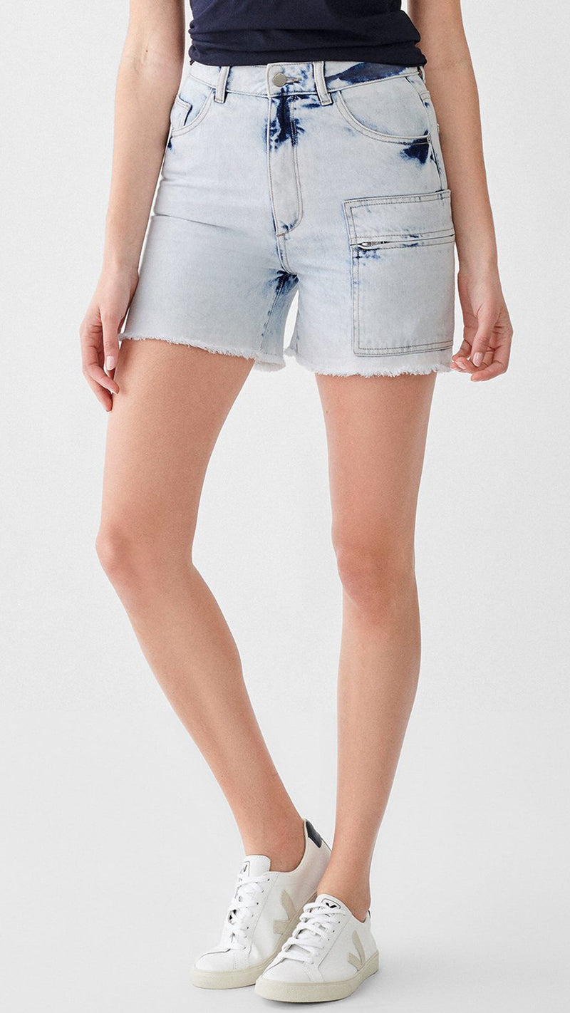 DL1961 Denim Hepburn High Rise Wide Leg Short in Mystic