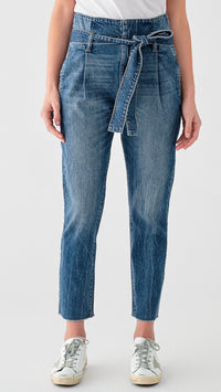 DL1961 Denim Susie Paper Bag High Rise Tapered Straight in Aberdeen