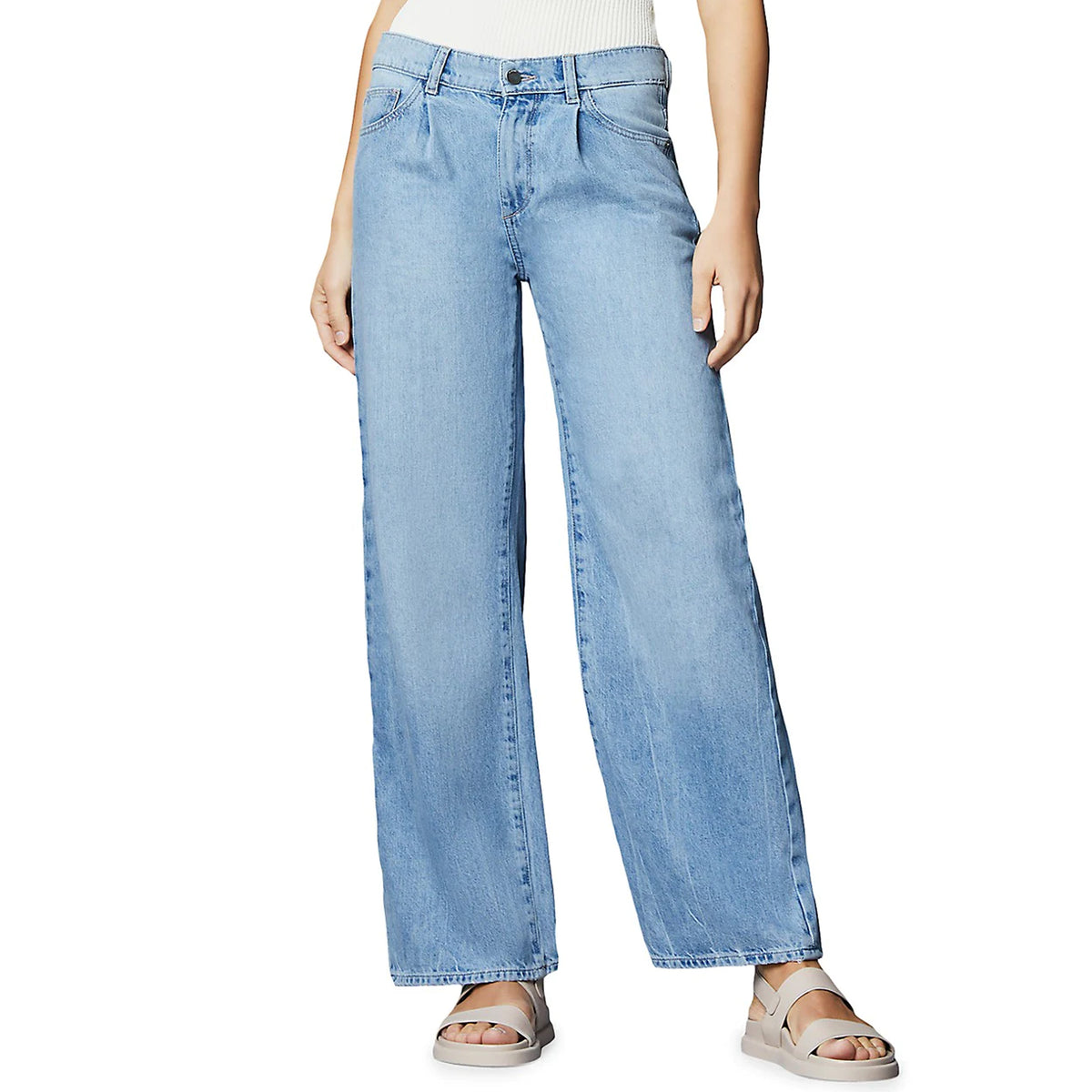 DL1961 Denim Isabel Wide Leg Mid Rise Vintage 31" in Light Seaglass