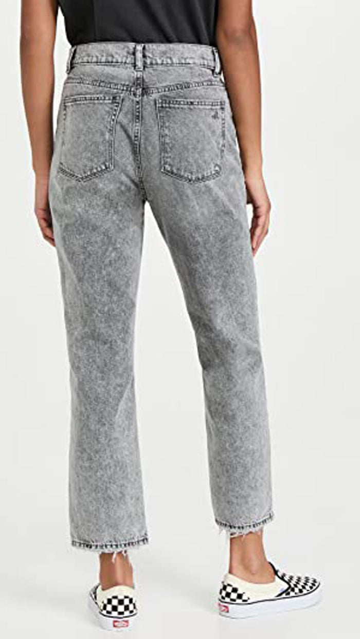 DL1961 Denim Patti High Rise Straight in Chalk Distressed