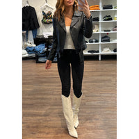 Ena Pelly Smooth New Yorker Leather Jacket in Black/Black