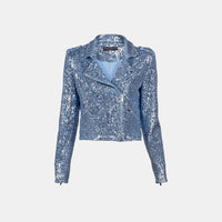 Generation Love Robin Sequin Moto Jacket in Chambray Blue