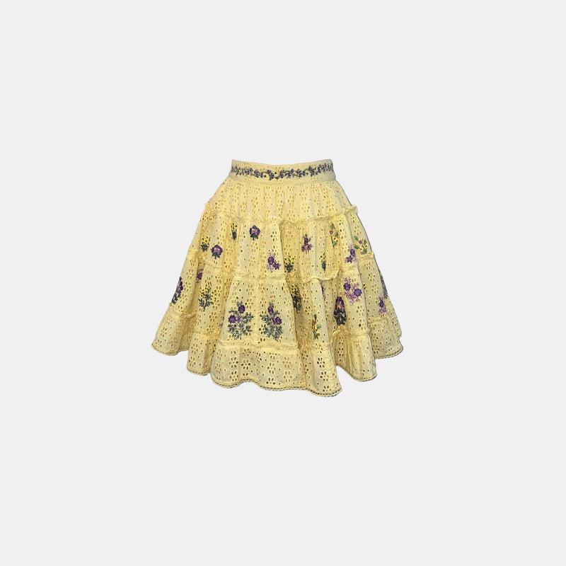 Hemant & Nandita Mara Eyelet Skirt in Butter Yellow