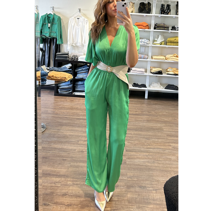 Deluc. Hercules Cinched Waist Jumpsuit in Pargreen