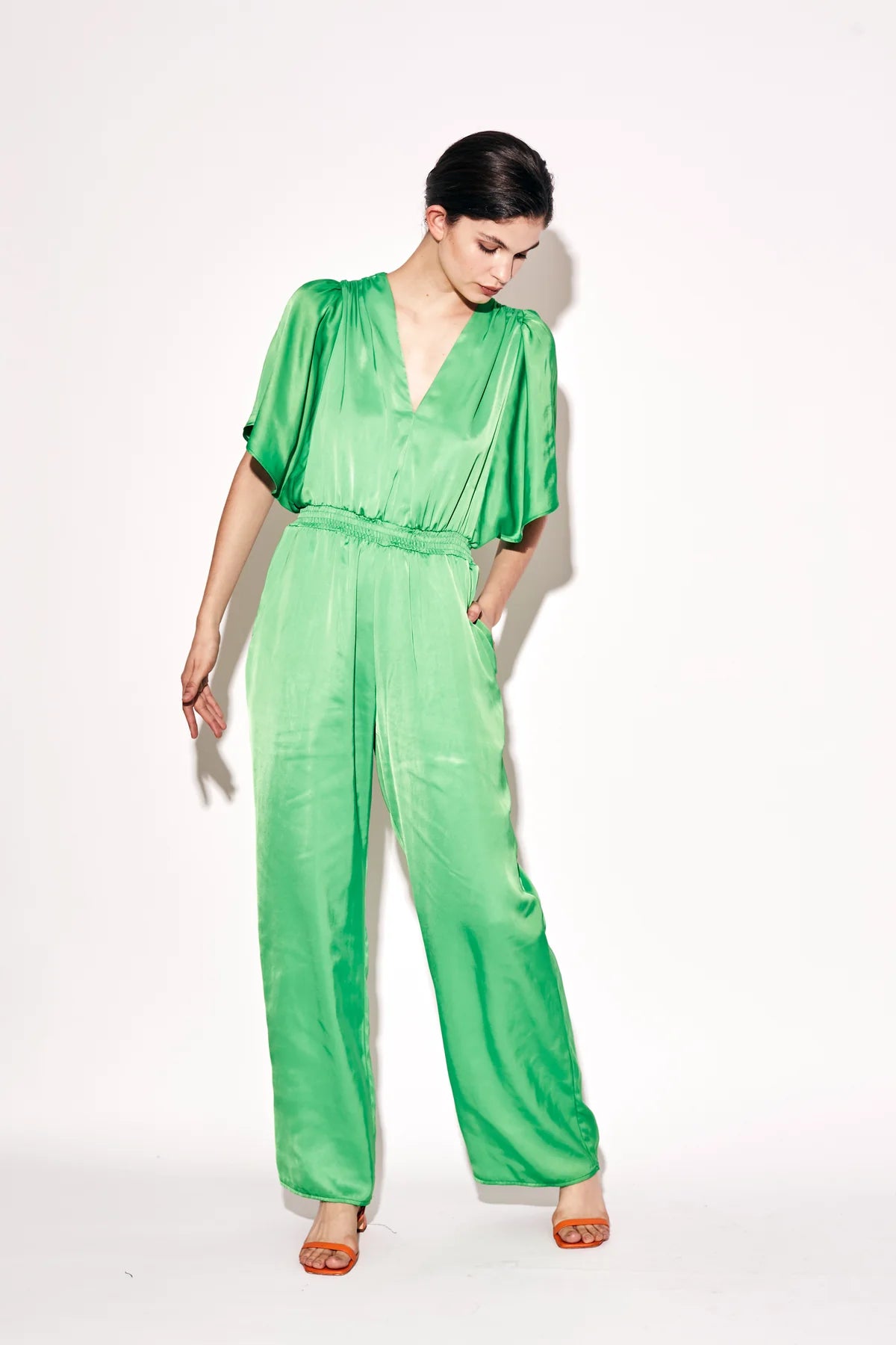 Deluc. Hercules Cinched Waist Jumpsuit in Pargreen