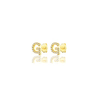 Samfa Style Initial Diamond Stud in Gold