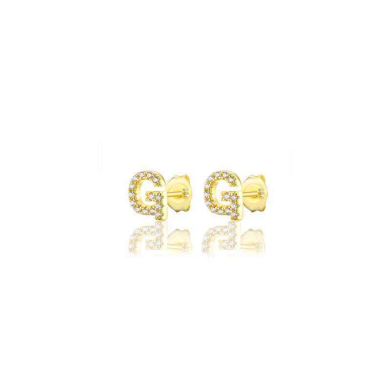 Samfa Style Initial Diamond Stud in Gold