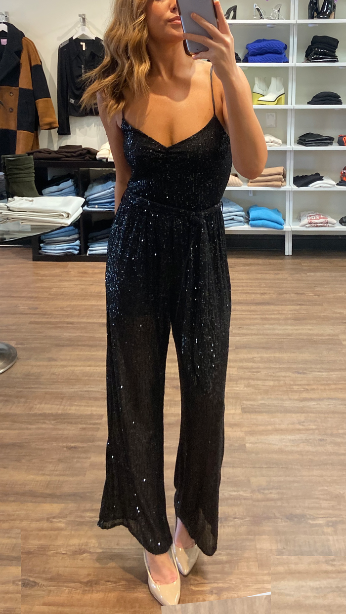 Heartloom Emet Sequin Jumpsuit in Black