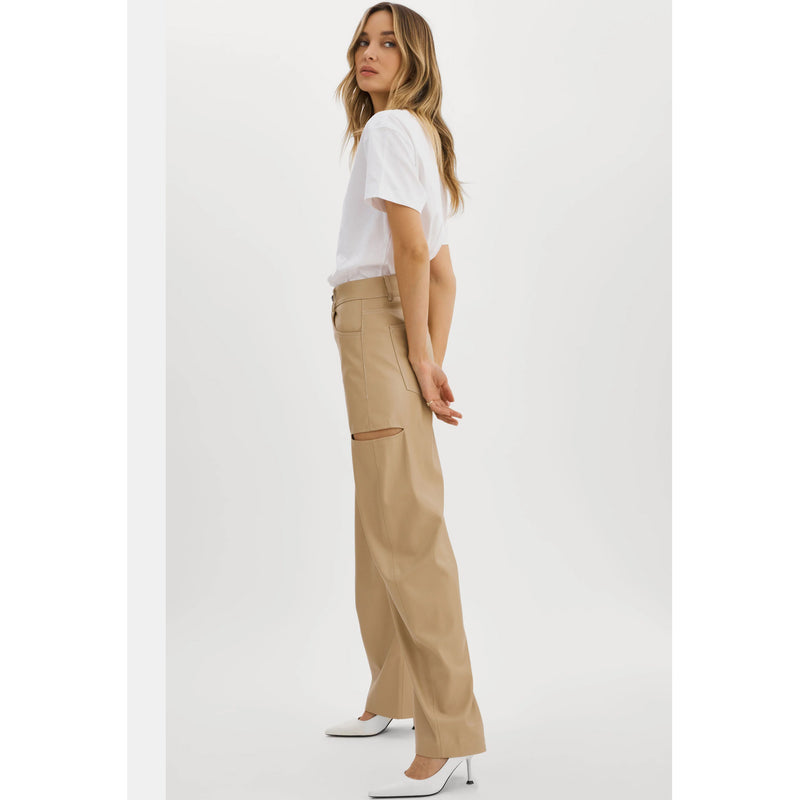 Lamarque Faleen Faux Leather Pant in Wheat