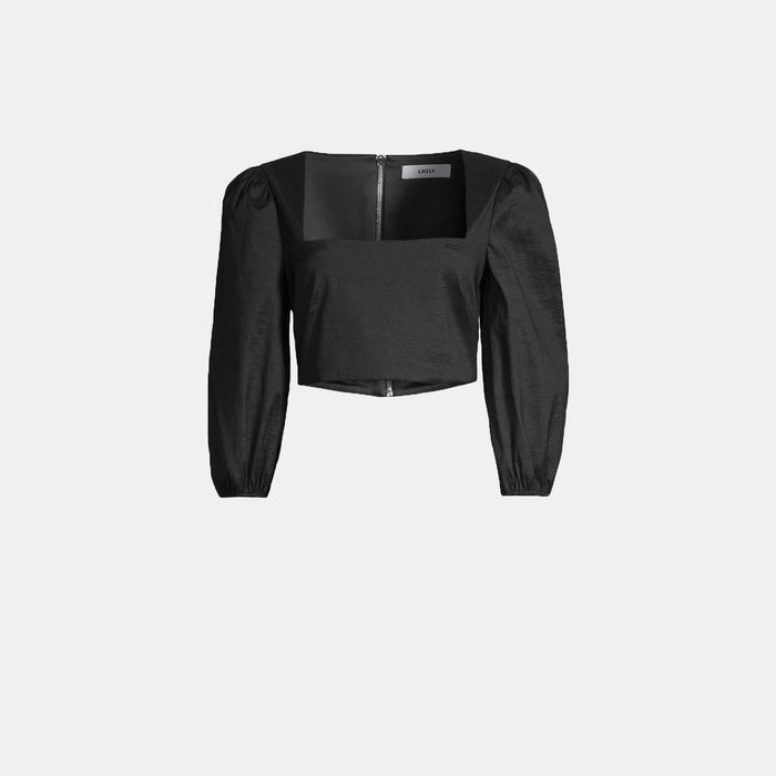 Likely Myles Corset Style Puff Sleeve Top in Black
