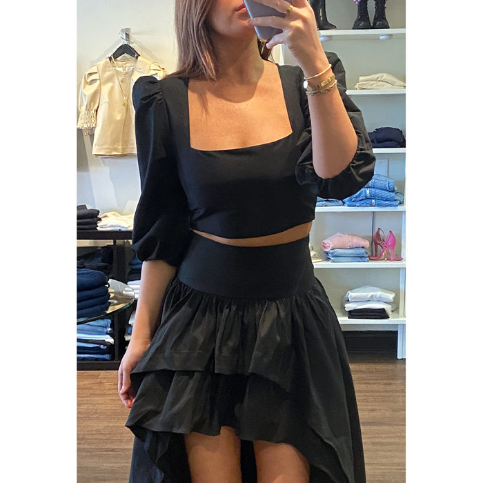 Likely Myles Corset Style Puff Sleeve Top in Black