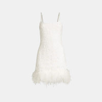 Likely Mari Lace Feather Mini Dress in White