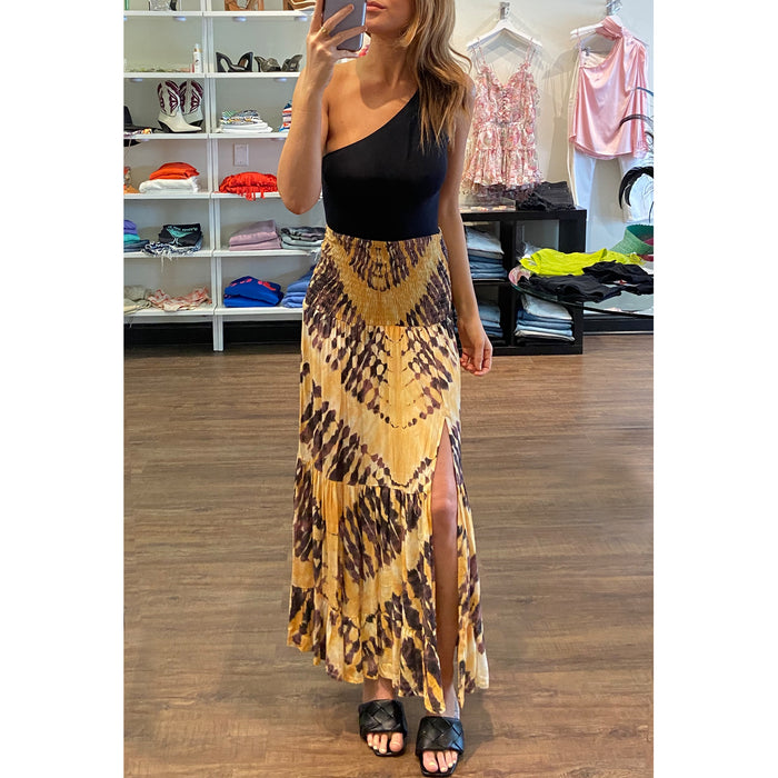 Lusana Marla Smocked Tie Dyed Maxi Skirt in Oasis
