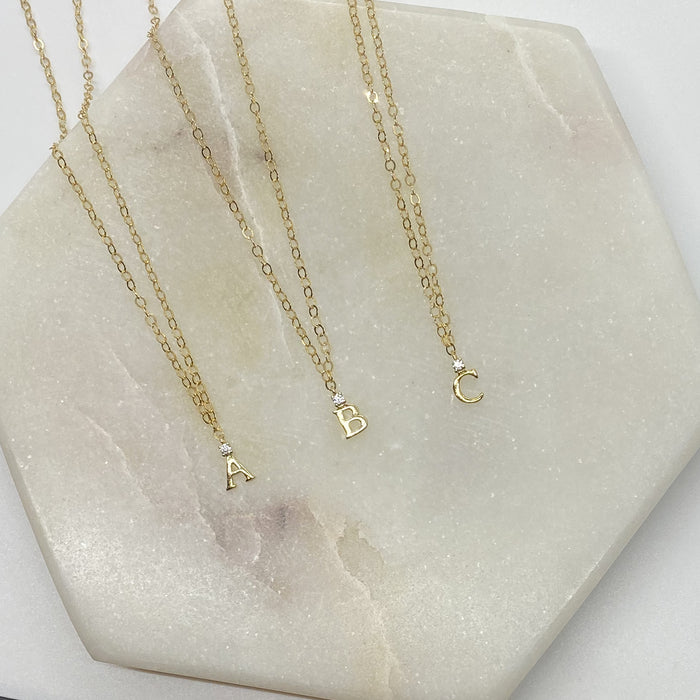 Marit Rae Diamond Initial Necklace in Gold