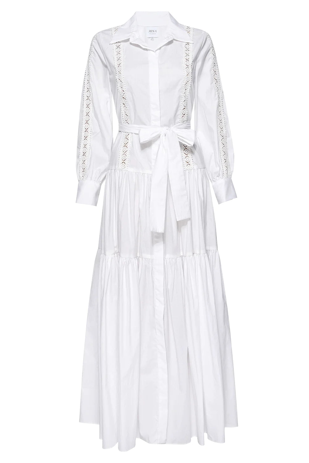 Misa Marlena Long Sleeve Poplin Maxi Dress in White