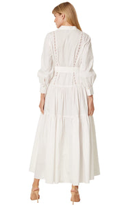 Misa Marlena Long Sleeve Poplin Maxi Dress in White