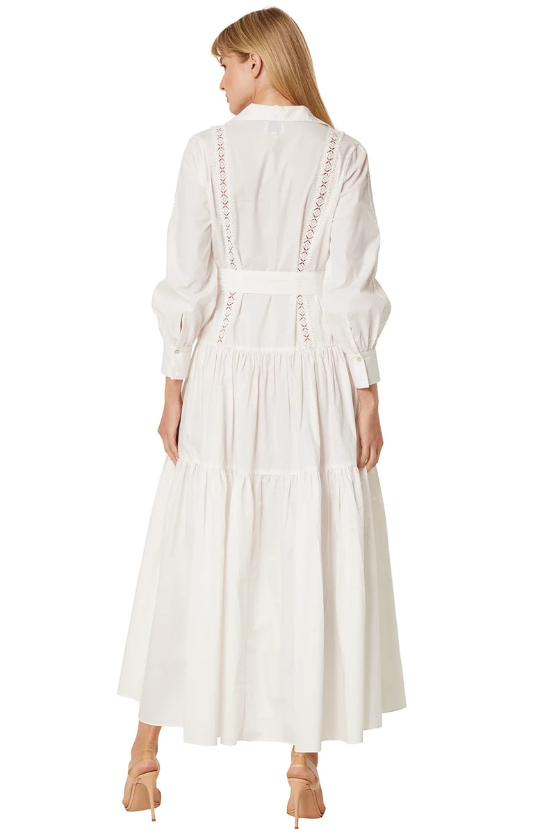 Misa Marlena Long Sleeve Poplin Maxi Dress in White