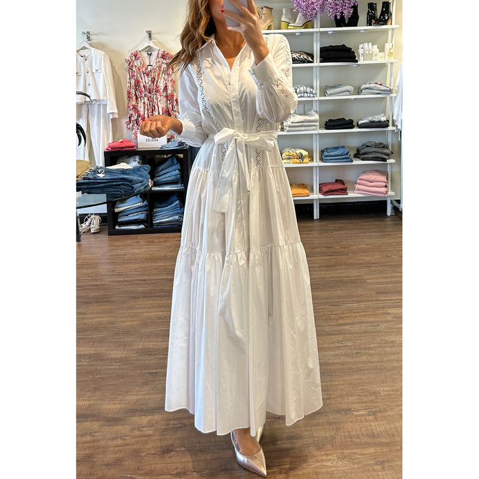 Misa Marlena Long Sleeve Poplin Maxi Dress in White
