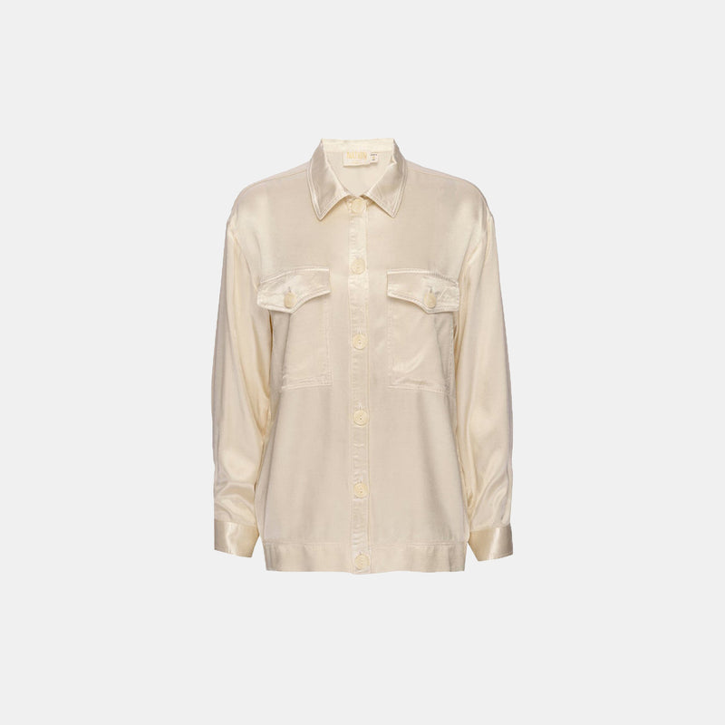 Nation LTD Delaney Button Down Long Sleeve Top in Swiss Coffee