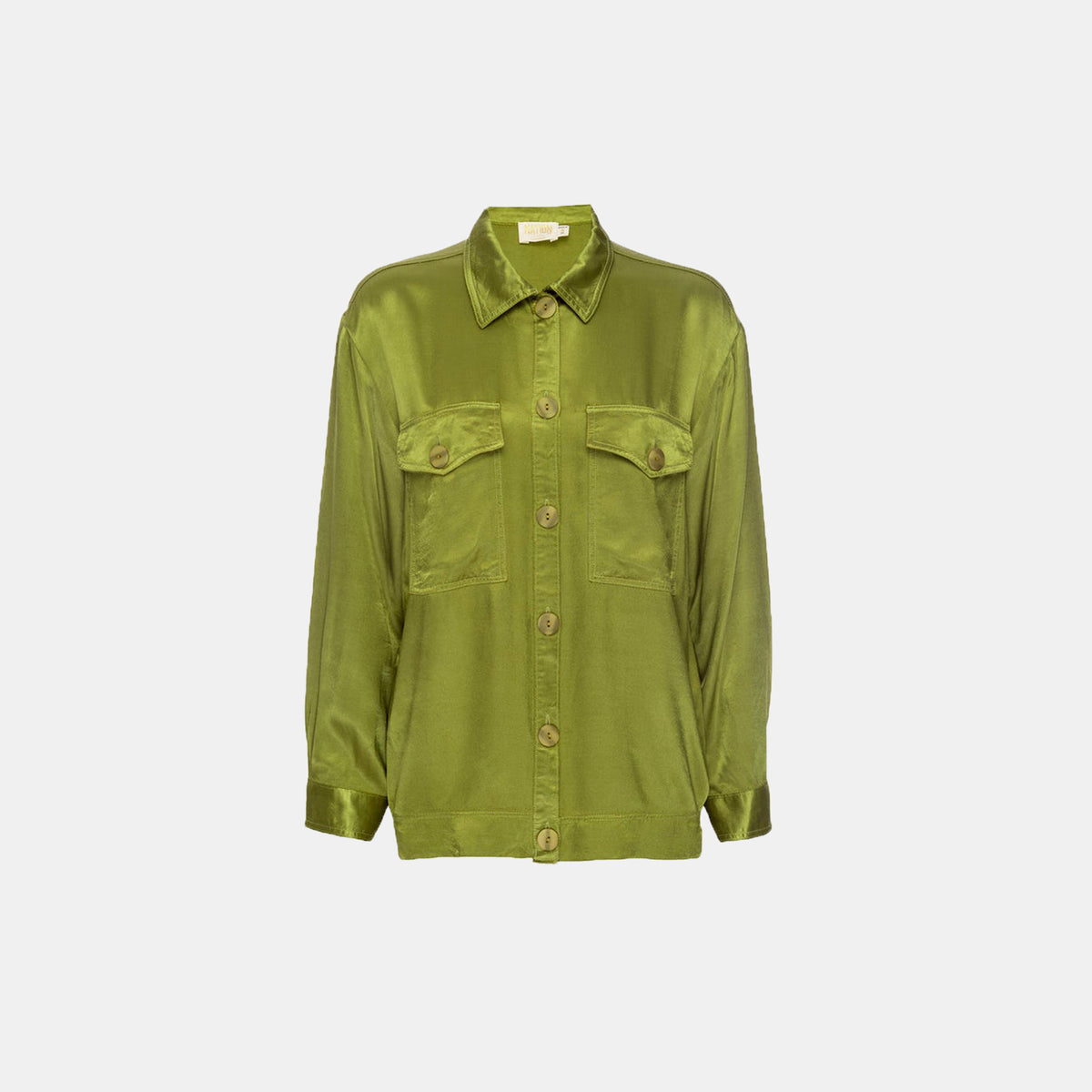 Nation LTD Delaney Button Down Long Sleeve Top in Olive