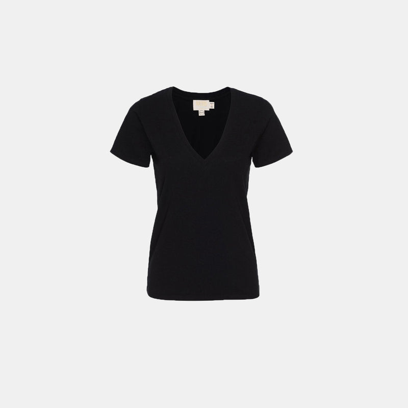 Nation LTD Blair Ultra Deep V-Neck Tee in Black