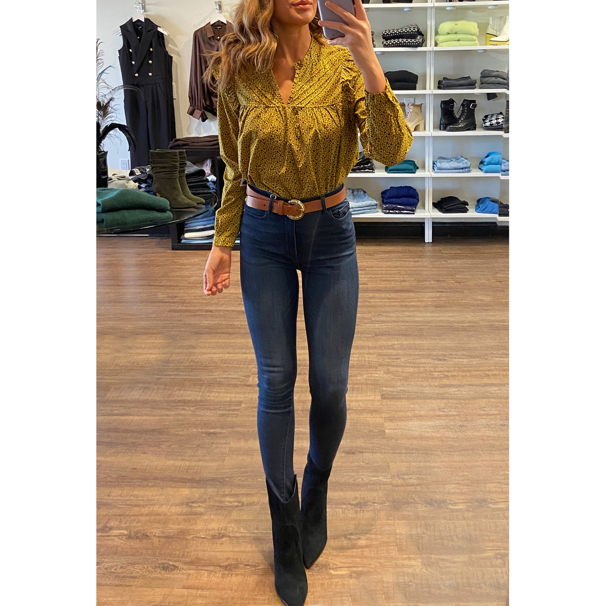Nation LTD Tilly A Line Ruffle Top in Citrine Floral