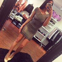 Nightcap Clothing Champagne Lace Metallic Mini Dress