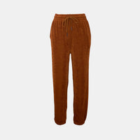 Lurex Drawstring Joggers in Rust