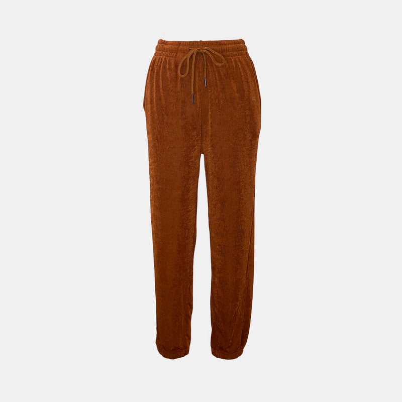 Lurex Drawstring Joggers in Rust