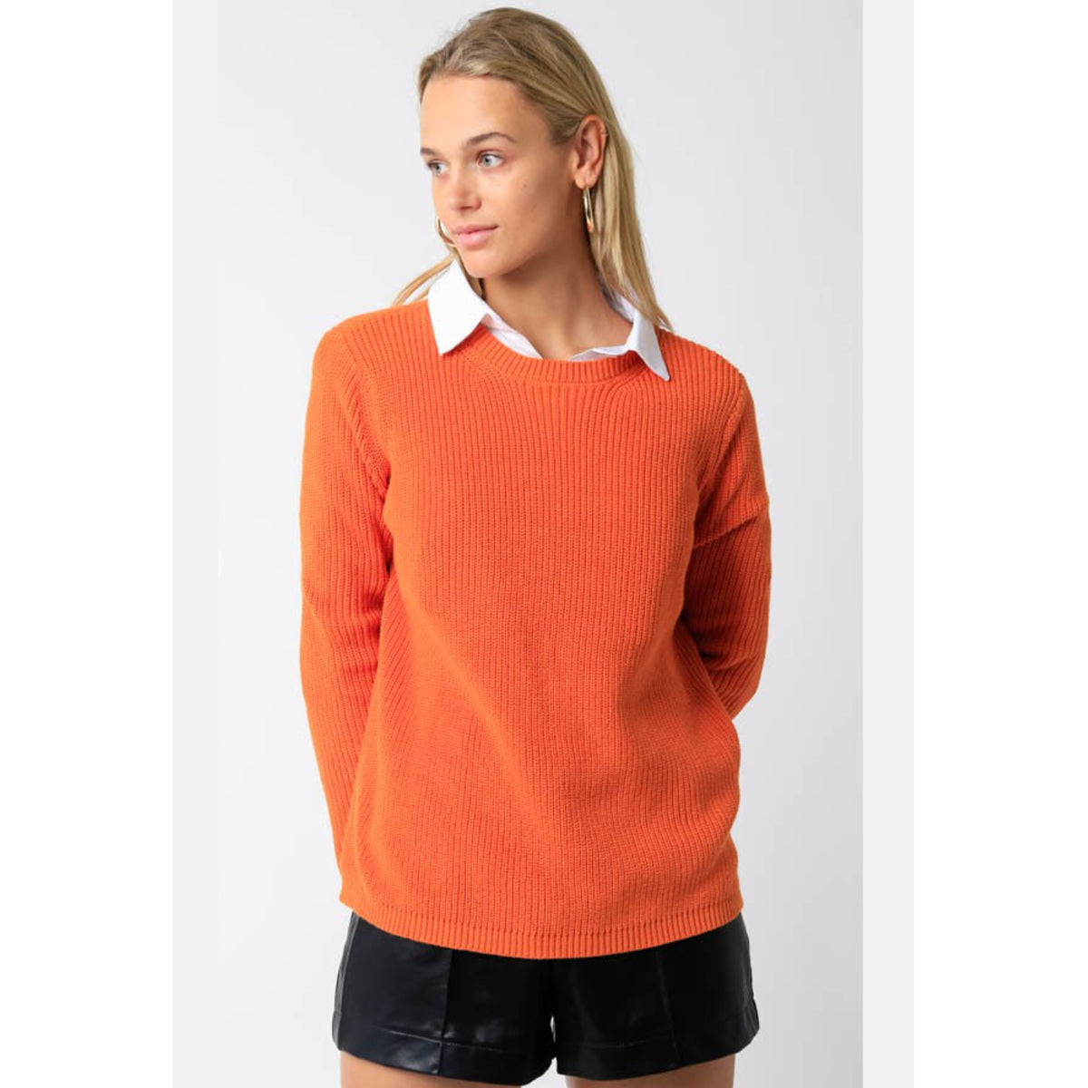Abie Crew Neck Sweater in Orange