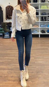 Paige Denim Blythe Denim Jacket with Faux Shearling in Tonal