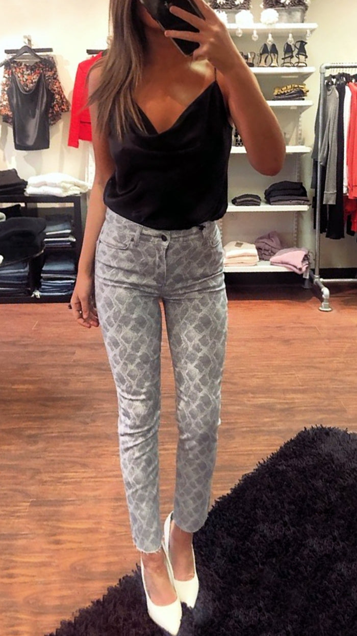 Paige Denim Hoxton High Rise Slim Outseam Slit in Snake