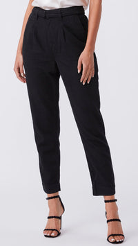 Paige Denim Simone Pleats in Black Carbon