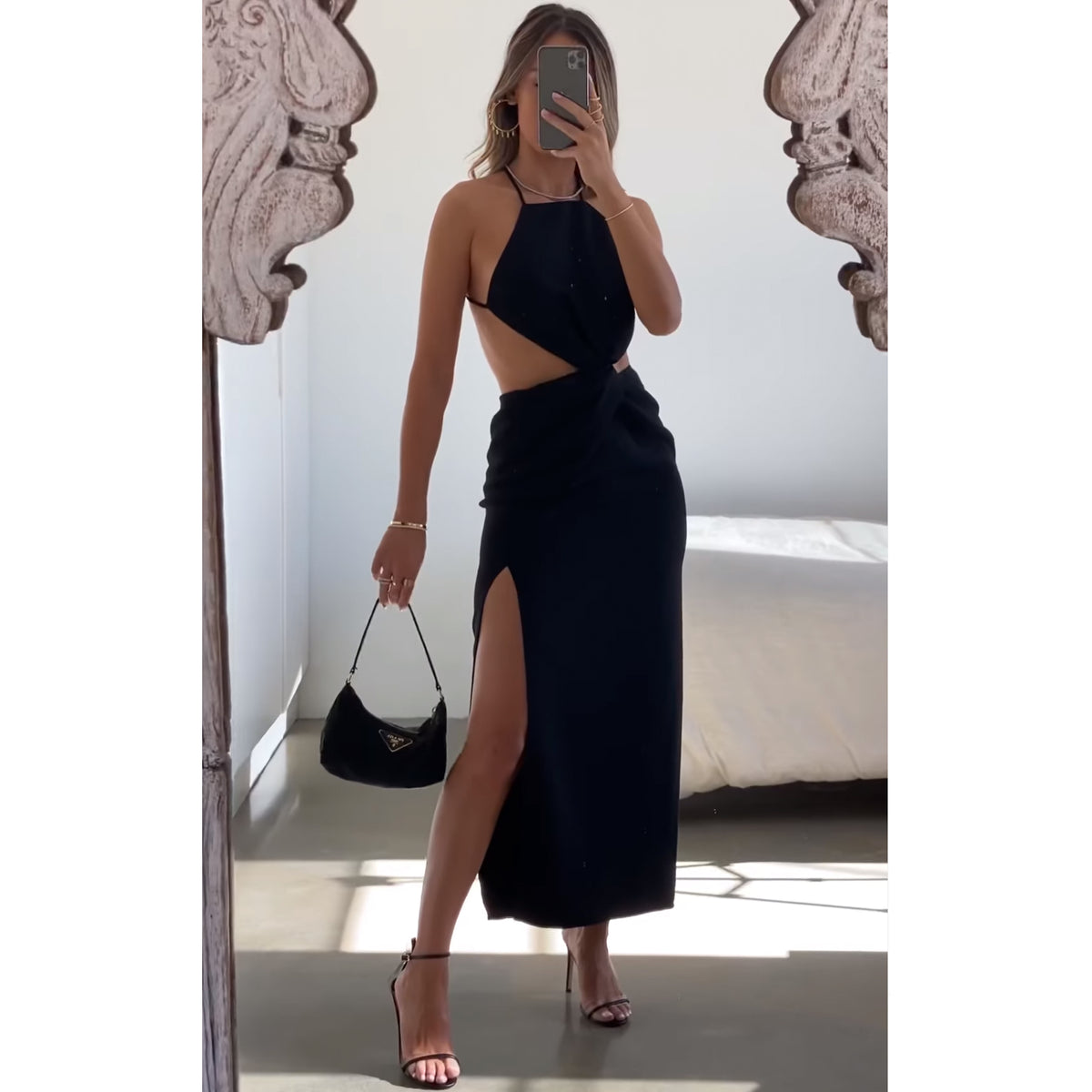 Ronny Kobo Sero Cutout Dress in Black