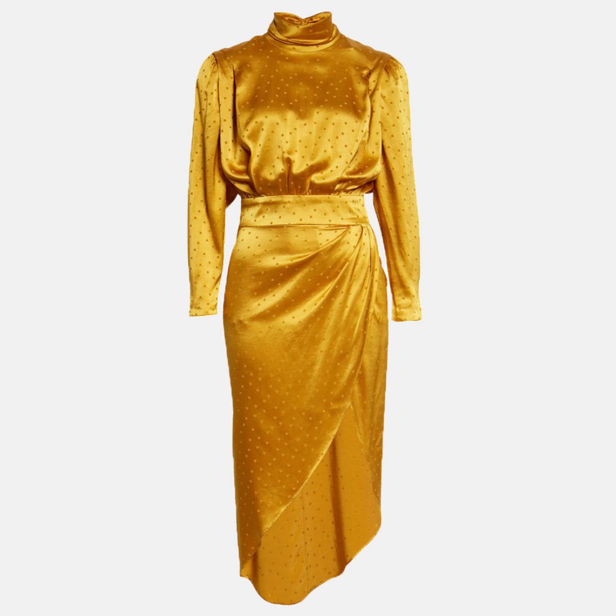 Ronny Kobo Blake High Neck Midi Dress in Mineral Yellow
