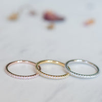 Samfa Style Diamond Eternity Pinky Ring in Silver