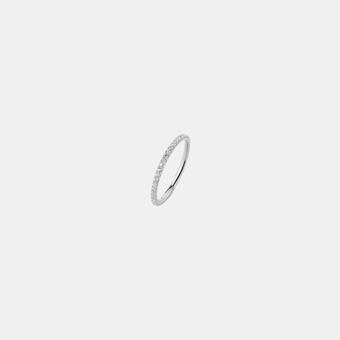 Samfa Style Diamond Eternity Pinky Ring in Silver