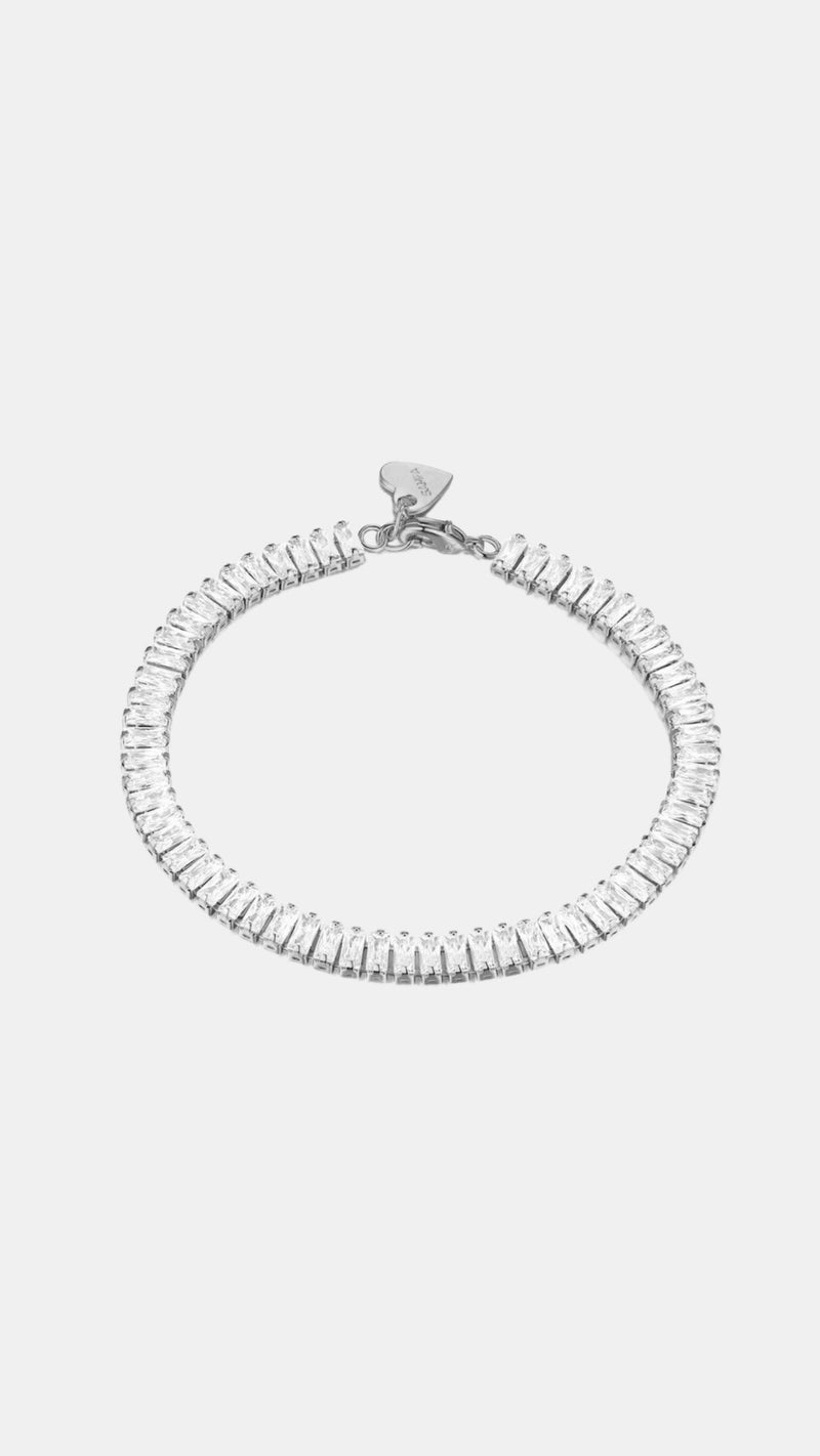 Samfa Style Vertical Baguette Diamond Bracelet in Silver