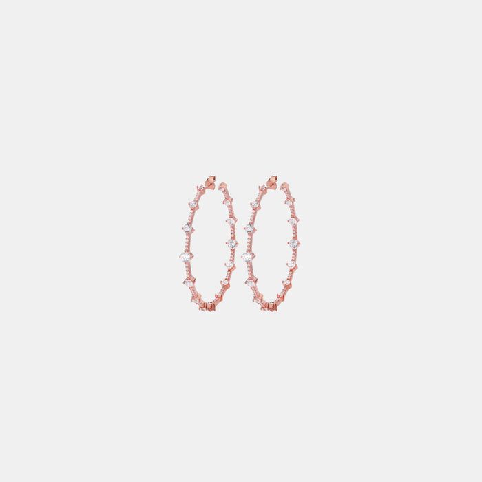 Samfa Style Multi Stone Hoops in Rose Gold