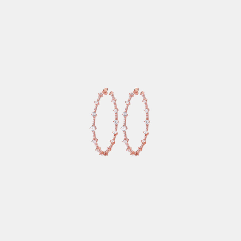 Samfa Style Multi Stone Hoops in Rose Gold