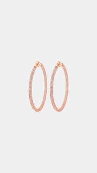 Samfa Style Large Pave Diamond Hoops in Rose Gold